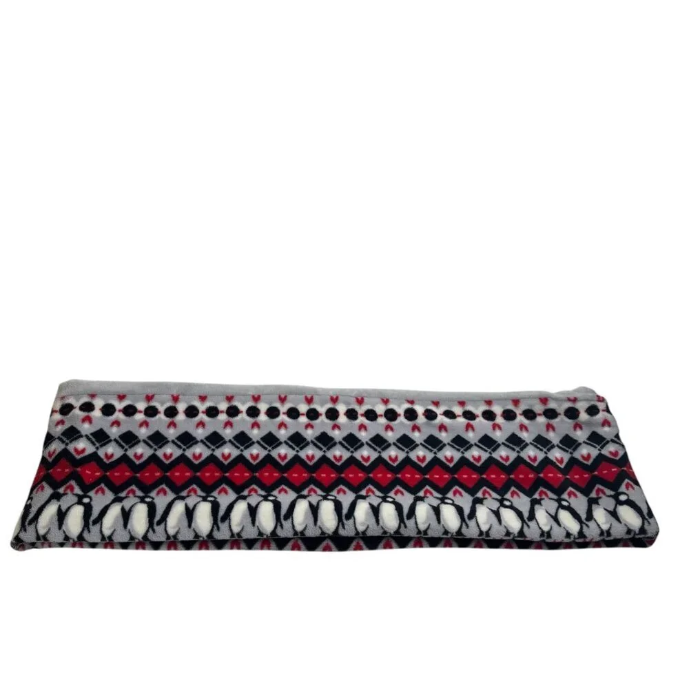 Vera Bradley NEW Fleece Loop Scarf Penguin Intarsia Soft Red Black Grey White